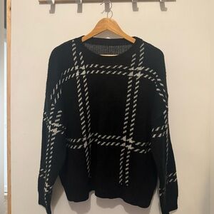 Black and White Plaid Women's Sweater